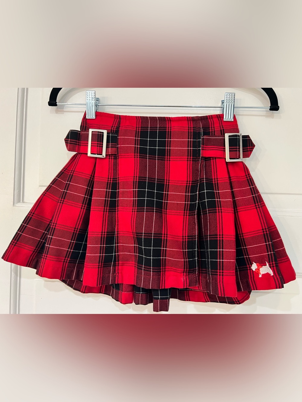 Justice Plaid Pleated Scooter Skort Girls Size 7 Red Tartan Preppy Uniform